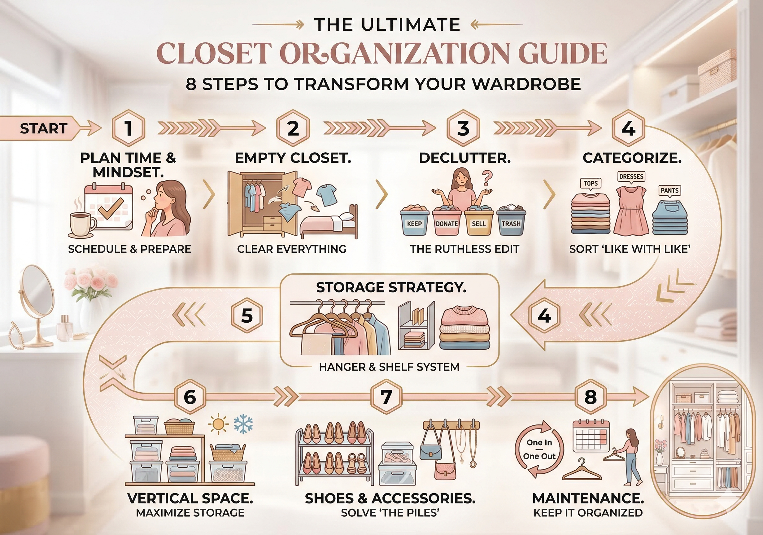 The Ultimate Guide to Organizing Your Closet: Transform Your Wardrobe and Reclaim Your Space in 8 Simple Steps