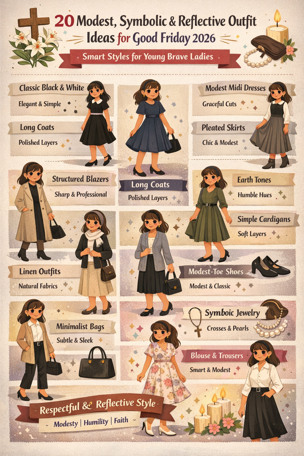 ✝️ 20 Modest, Symbolic & Reflective Yet Professional Outfit Ideas for Good Friday 2026: Smart Styles for Young Brave Ladies