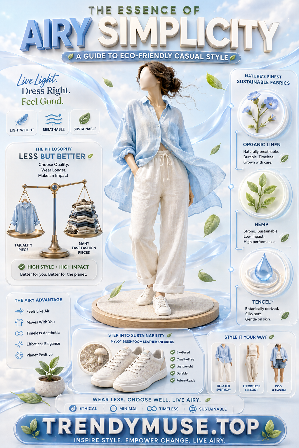 How Can You Style Eco-Friendly Casual Outfits with Airy Simplicity?